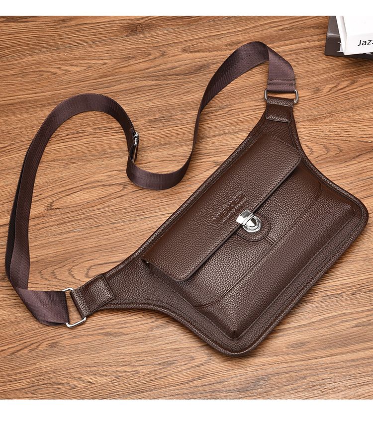 Men's Messenger Bag PU Leather Waterproof Litchi Pattern Shoulder Bag Men's Retro Handbag Small Shoulder Bag Men_voghion.com