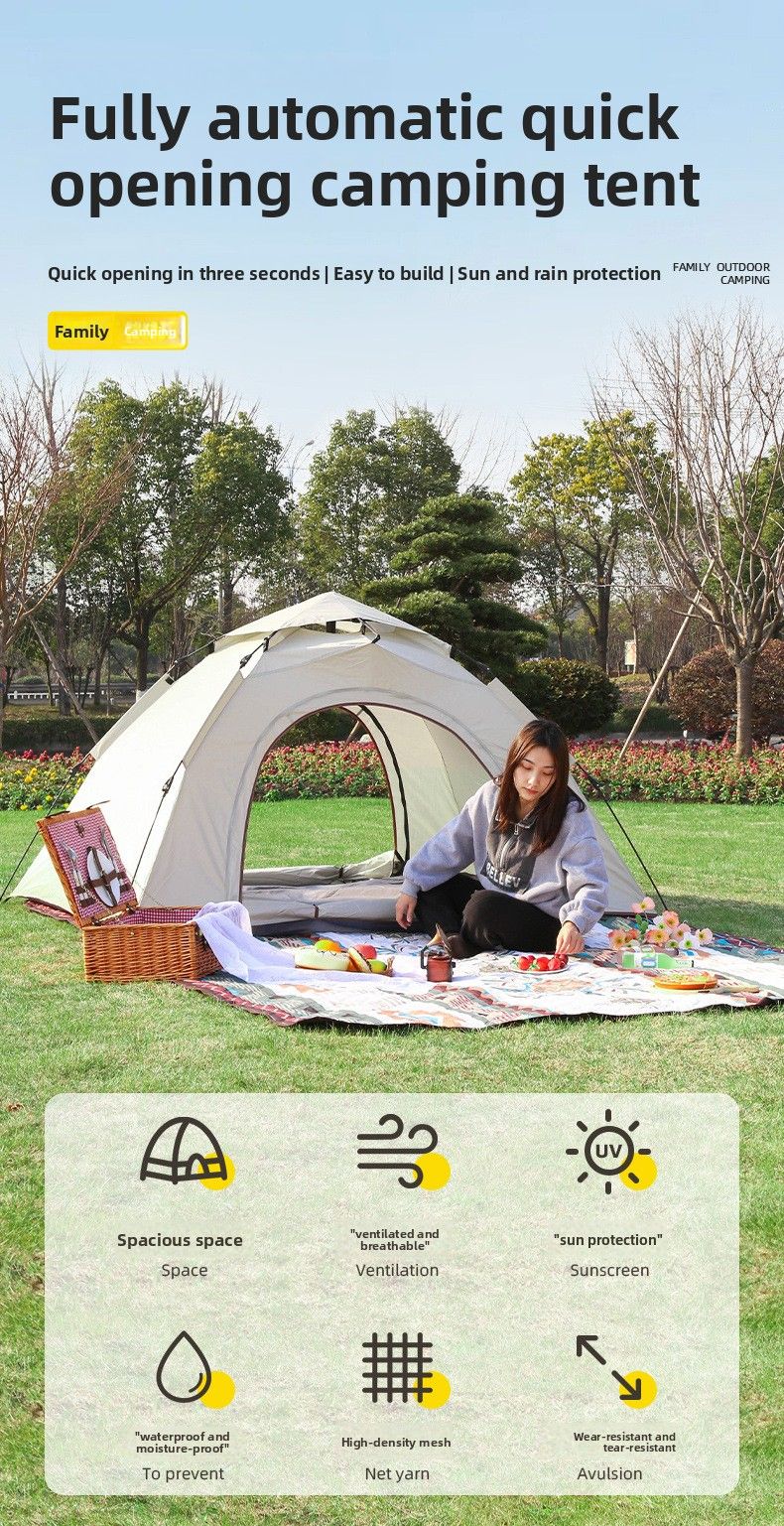 Tenda pieghevole automatica per esterni, portatile, con montaggio rapido, attrezzatura da campeggio, tessuto in poliestere spesso, antipioggia e antisole_voghion.com
