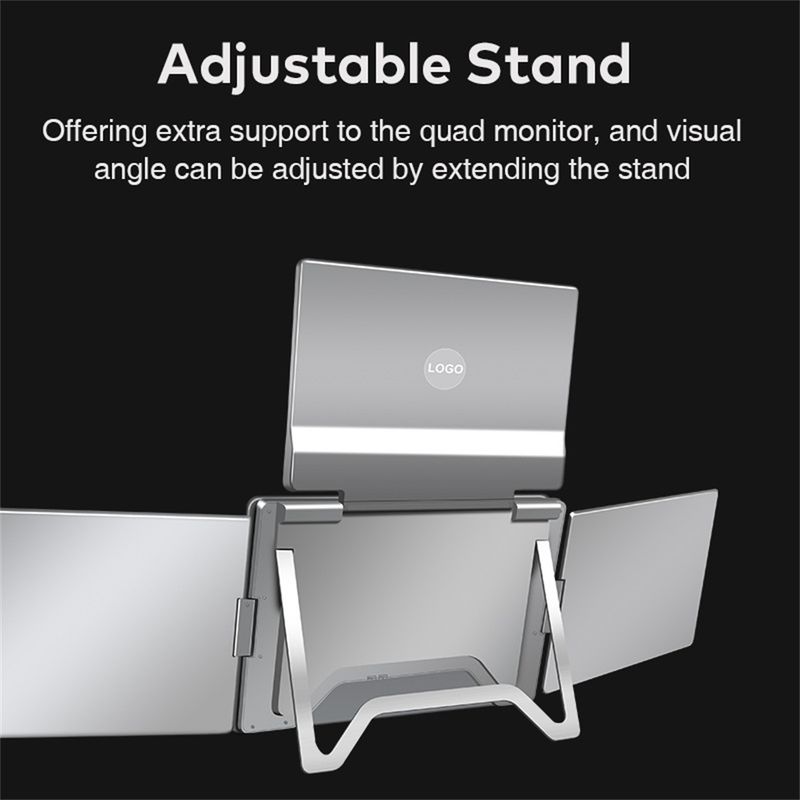 Monitor LCD retroilluminato portatile triplo con display FHD, schermo secondario collegato al notebook con 1 cavo di estensione dello schermo secondario_voghion.com