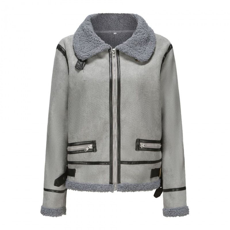 Giacca in pelle spessa corta in pelliccia di pecora da donna, nuova collezione invernale 2025_voghion.com