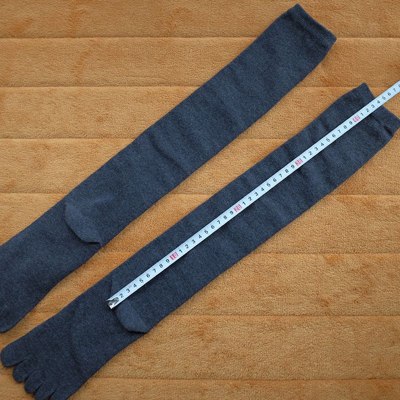 Chaussettes hautes quatre saisons pour étudiantes, longues jambes, cinq doigts, pour femmes, chaussettes chaudes en coton à bout fendu_voghion.com