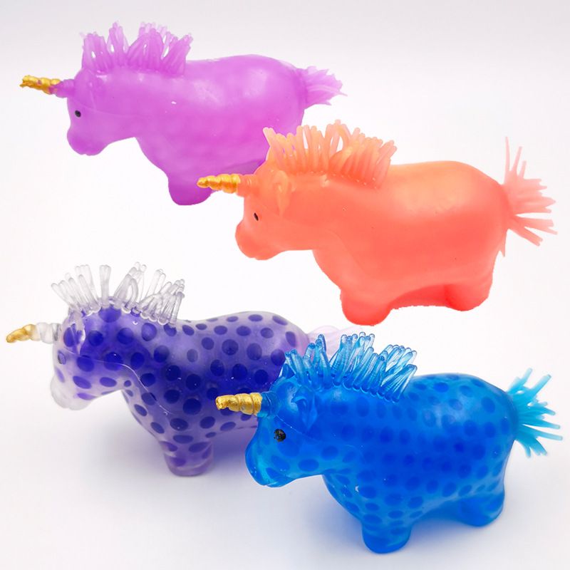 Cross border hot selling colored beads unicorn squeezing fun venting water beads unicorn squeeze ball TPR soft glue decompression toy_voghion.com