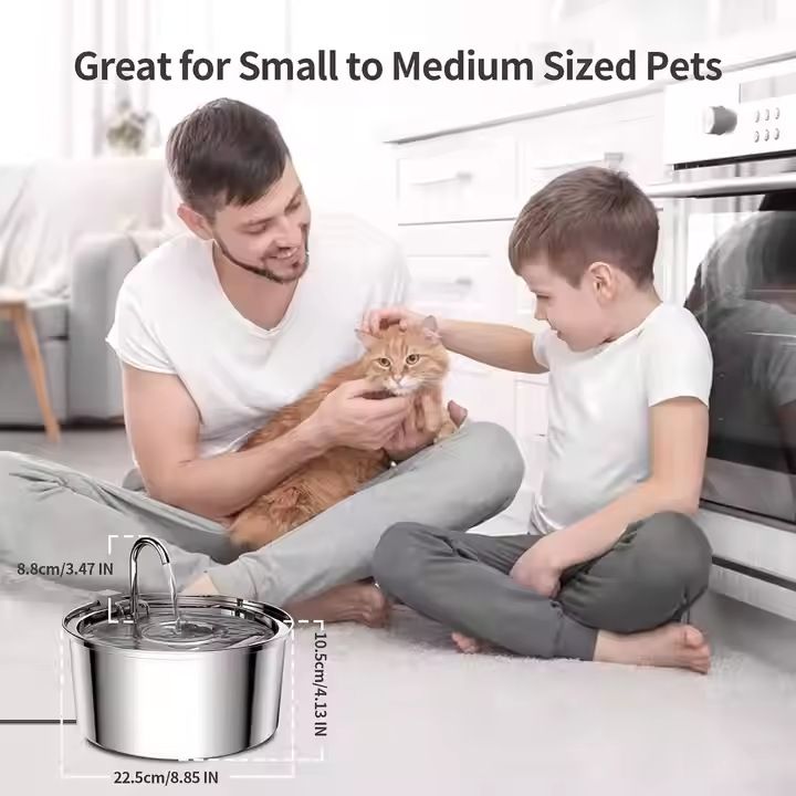 Pet Automatic Feeder Stainless Steel Pet Cat Drinking Fountain Automatic Circulation Filter Silent Pet Water Feeder 2.2L Dog Drinking Fountain_voghion.com