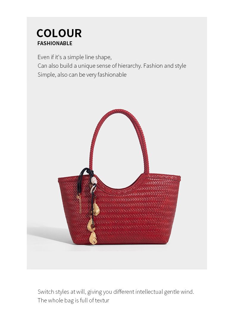 Borsa tote in pelle intrecciata con tasca interna, borsa a tracolla di grande capacità per uso quotidiano, shopping, viaggi - Design marrone chic_voghion.com