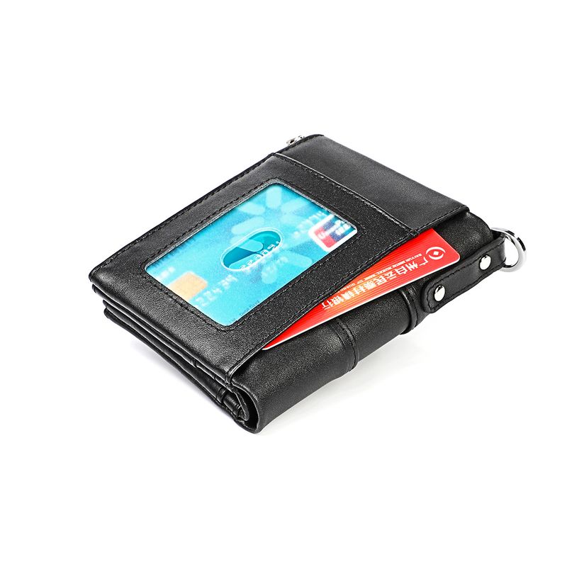 Vertikaler, lässiger, kurzer Herren-Geldbörsenclip aus Rindsleder mit Reißverschluss_voghion.com