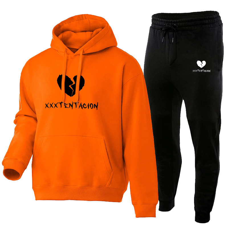 Xxxtentacion bedrucktes Hoodie-Set aus Herrenpullover, Hose und weicher Sportbekleidung_voghion.com