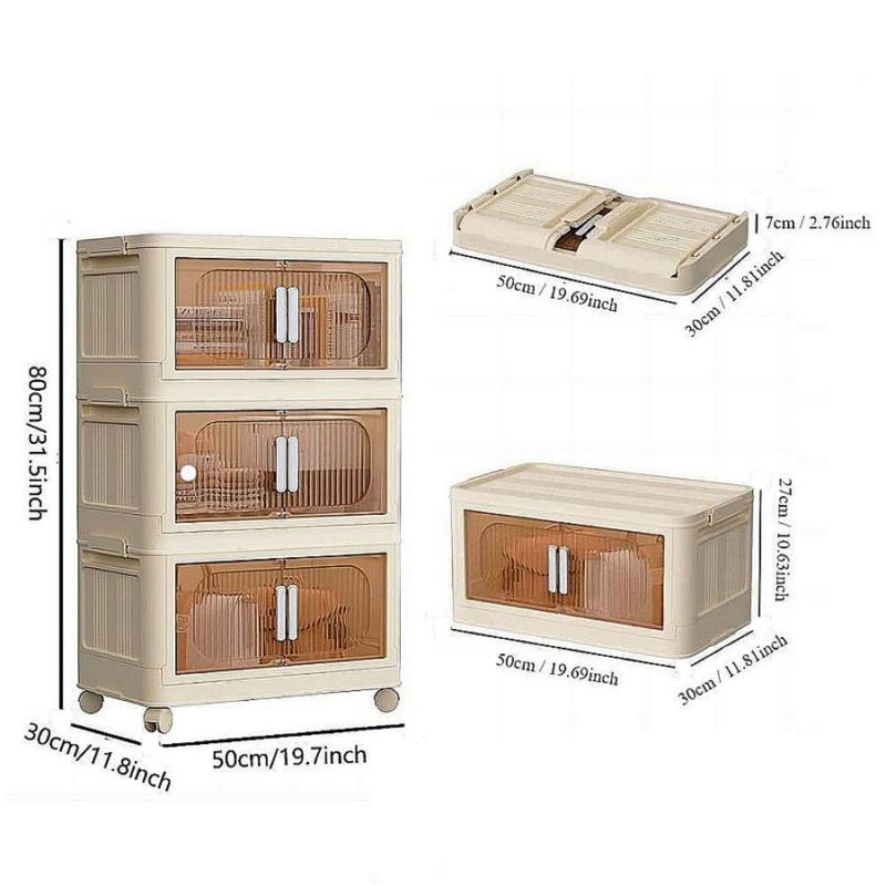 19,69 Ca Contenitori 3 con ripiani in plastica Contenitore pieghevole magnetico 19,69×11,81×31,1 Armadio con anta laterale Contenitore pieghevole ampio_voghion.com