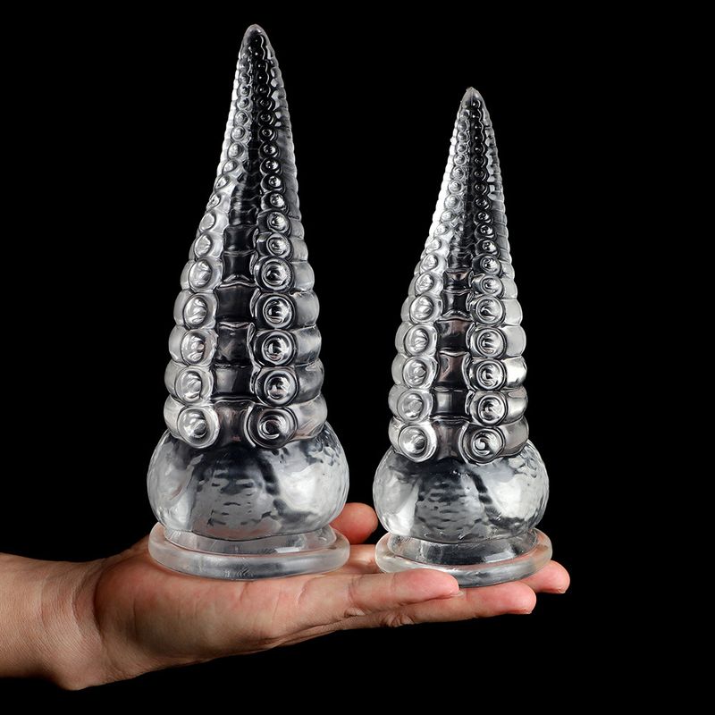 Plug anale enorme, mostro di polpo trasparente, dildo massaggiante per la prostata, plug grande_voghion.com