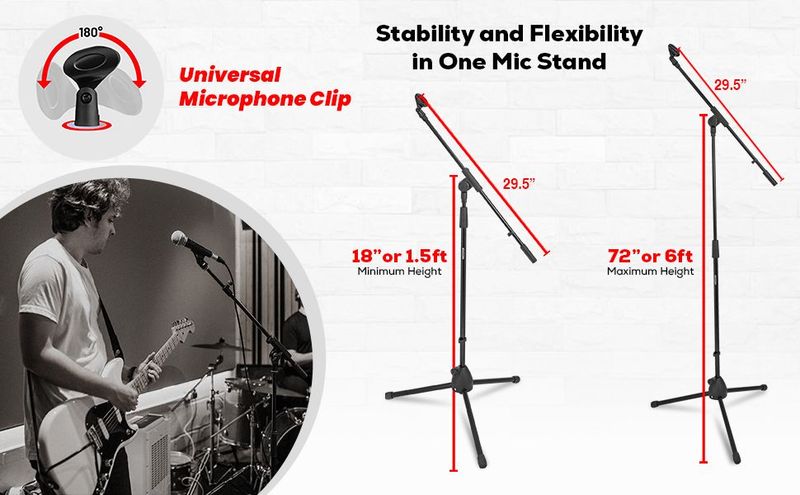 5 Core Tripod Mic Stand Floor 4Pcs Adjustable 18 To 72 Inches Sturdy Boom Arm Holder Microphone Stands Pedestal Para Microfono For Singing_voghion.com