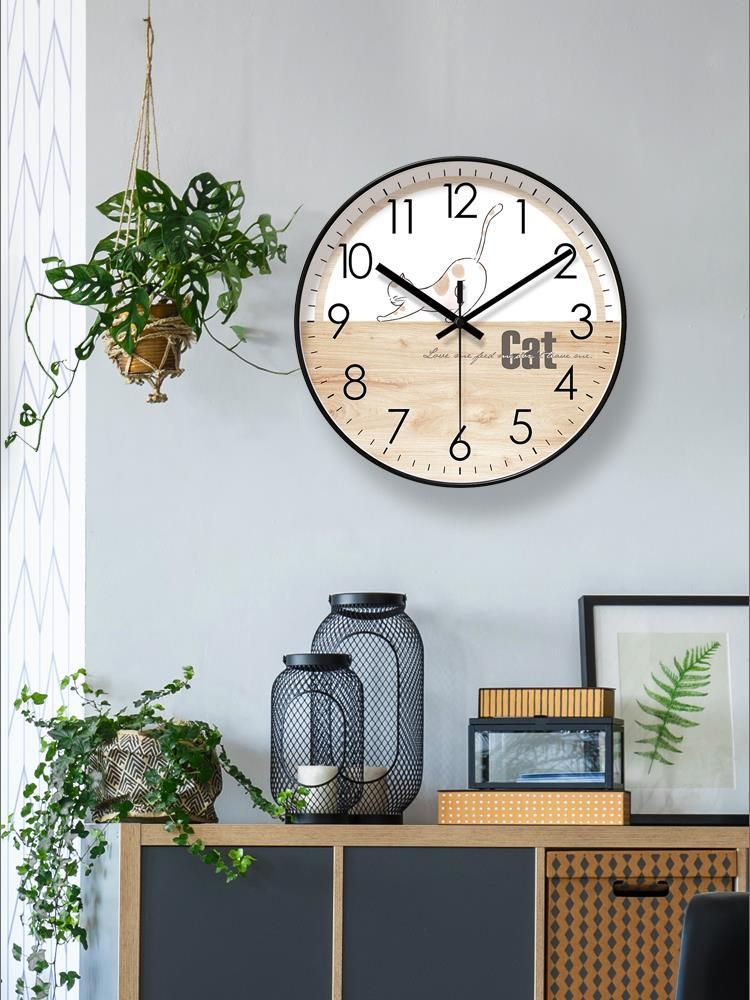 Yipula 8250 Cartoon Cat Wall Living Room Simple Kitten Silent Sweep Second Quartz Clock_voghion.com
