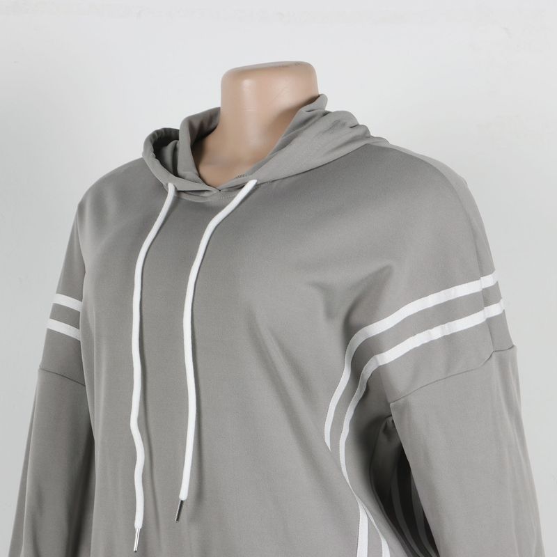 Damenbekleidung Zweiteiliges Set mit Kapuzenpullover mit Bandnähten_voghion.com
