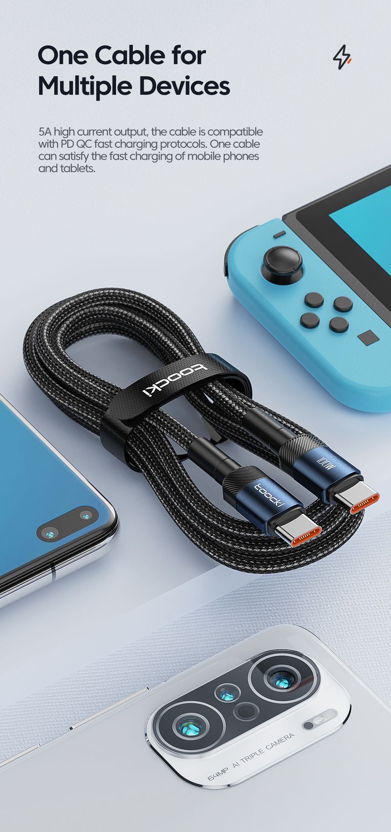 100W Type C To USB C PD Fast Charging Charger Type-C Cable For Books Samsung Xiaomi USB-C Cable 1M 2M 3M_voghion.com