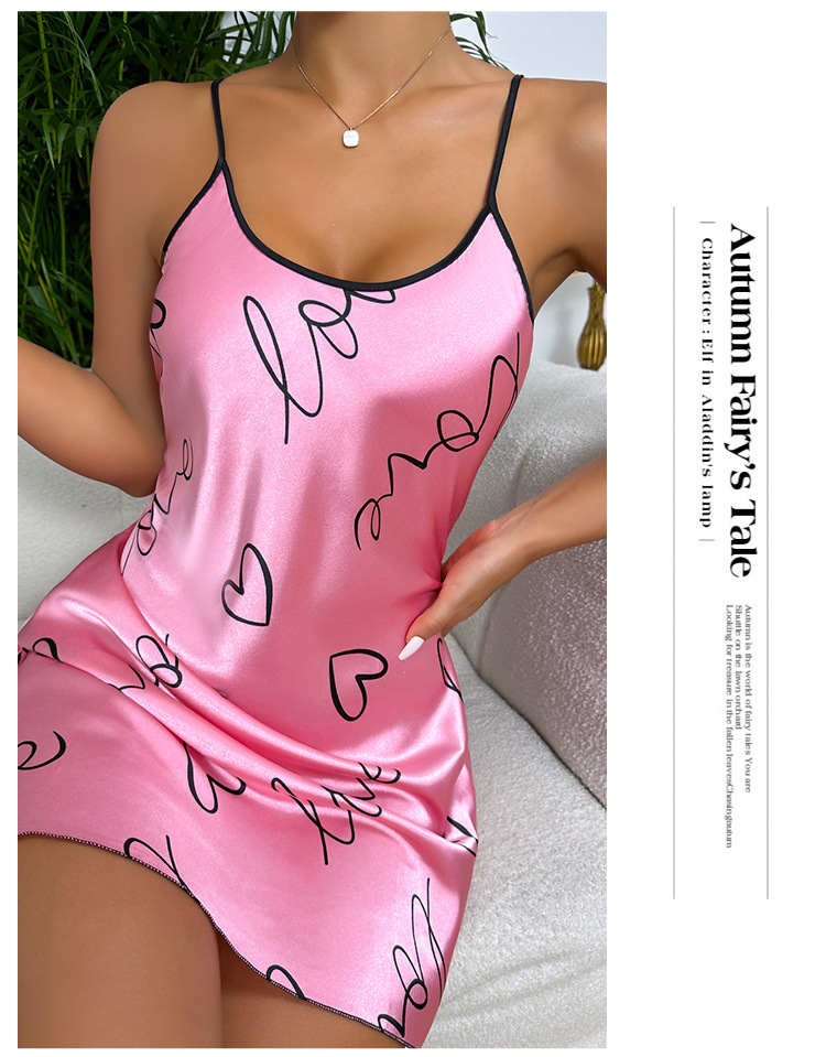 Camicia da notte in seta ghiacciata, senza maniche, corta, estiva, con spalline, pigiama sexy per donna, sottile, stampato, abbigliamento da casa_voghion.com