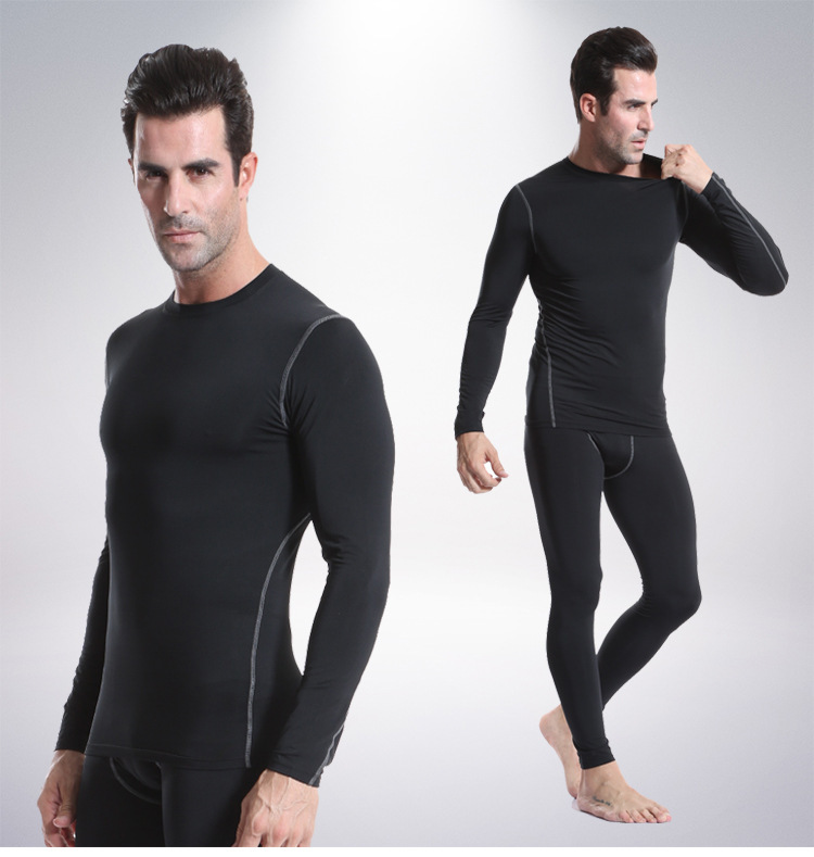 Roupas masculinas esportes apertado manga longa secagem rápida treinamento roupas de fitness masculino alta compressão elástica basquete topo futebol correndo_voghion.com
