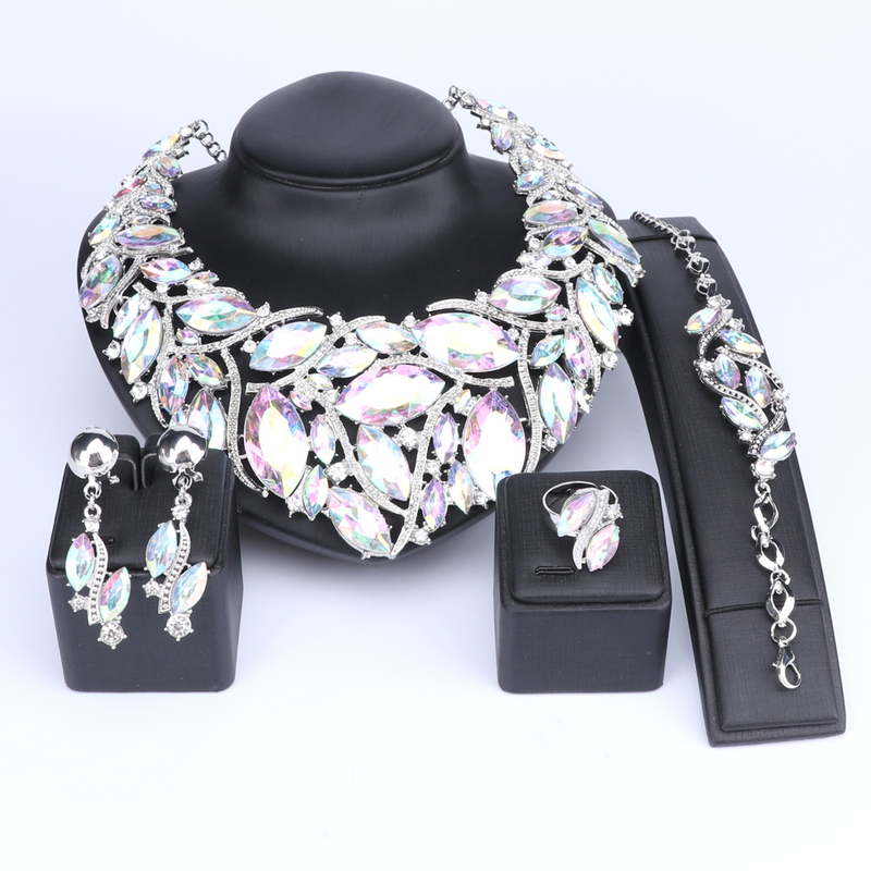 Set di collane in cristallo bohémien alla moda, gioielli da sposa, accessori da sposa, feste, accessori da sposa, accessori per matrimoni_voghion.com