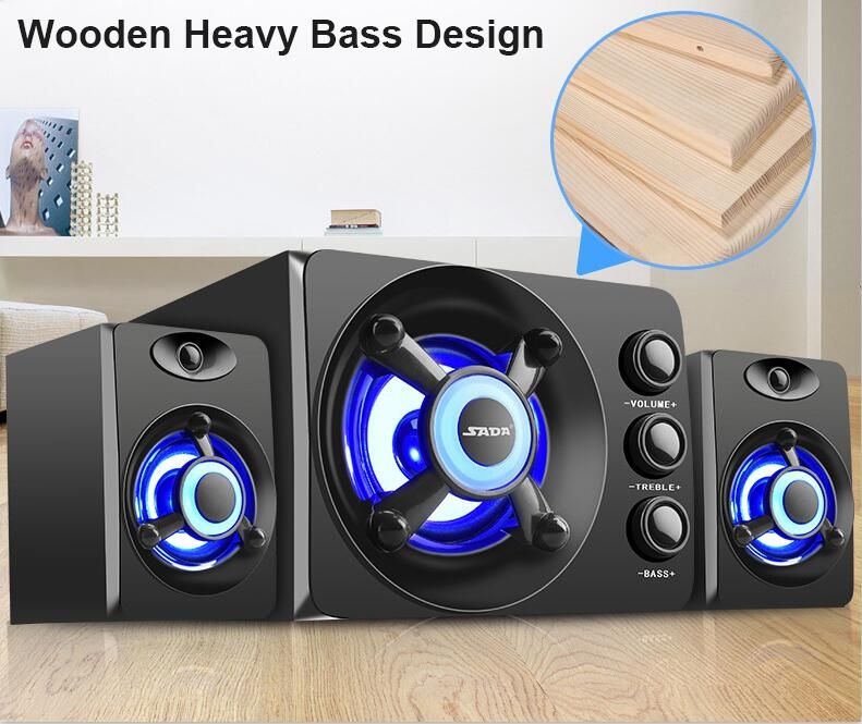 Combinación de altavoces para ordenador, USB, PC, escritorio, alimentación, Bluetooth, más subwoofer USB-TF-AUX con LED de color 2.1 de 3 canales_voghion.com