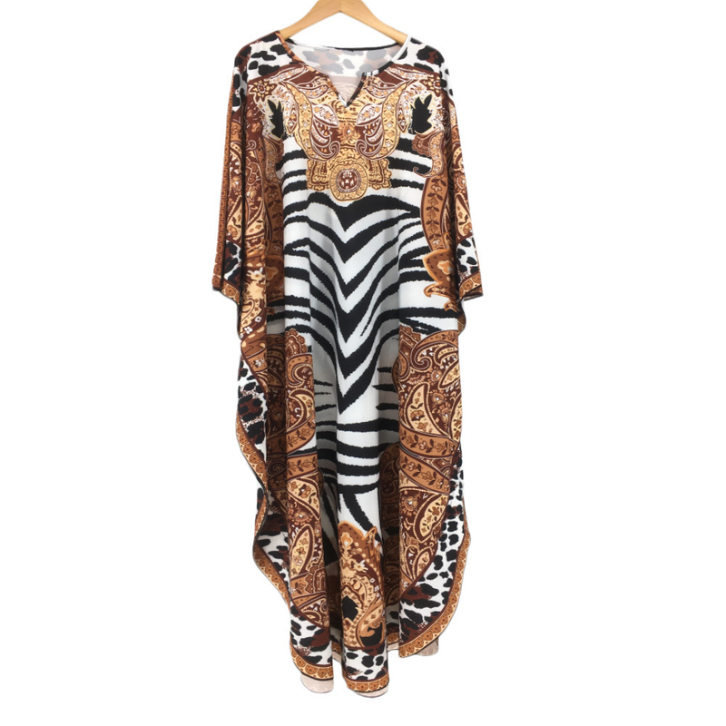 New Women's Clothing Positioning Printed Skirt Muslim Large Loose Robe Dress_voghion.com