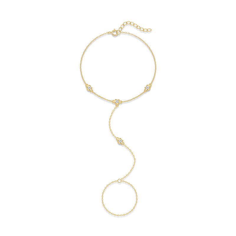 Sterling Silver Fashion Simple Zircon Geometric Splicing Anklet For Women Universal Toe Chain Design Jewelry_voghion.com