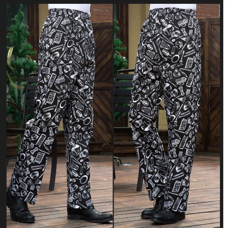 Roupas masculinas Four Seasons Kitchen Chef Work Pants Hotel Restaurant Work Pants Calças elásticas completas_voghion.com
