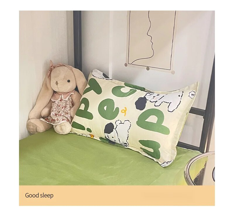 Vier Bettlaken, Aloe Vera Baumwolle, weich und bequem für Studenten- und Personalwohnheime, hautfreundlicher Bettbezug, drei_voghion.com