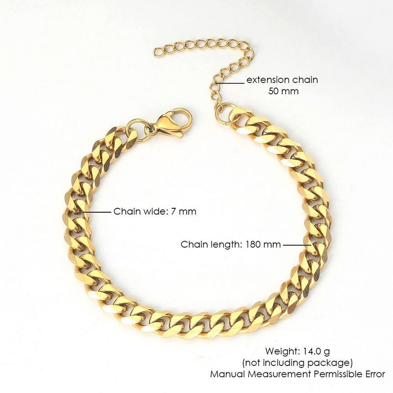 Yeni Trend Küba Erkek Klasik Paslanmaz Çelik 3/5/7mm Genişliğinde Zincir Bileklik_voghion.com