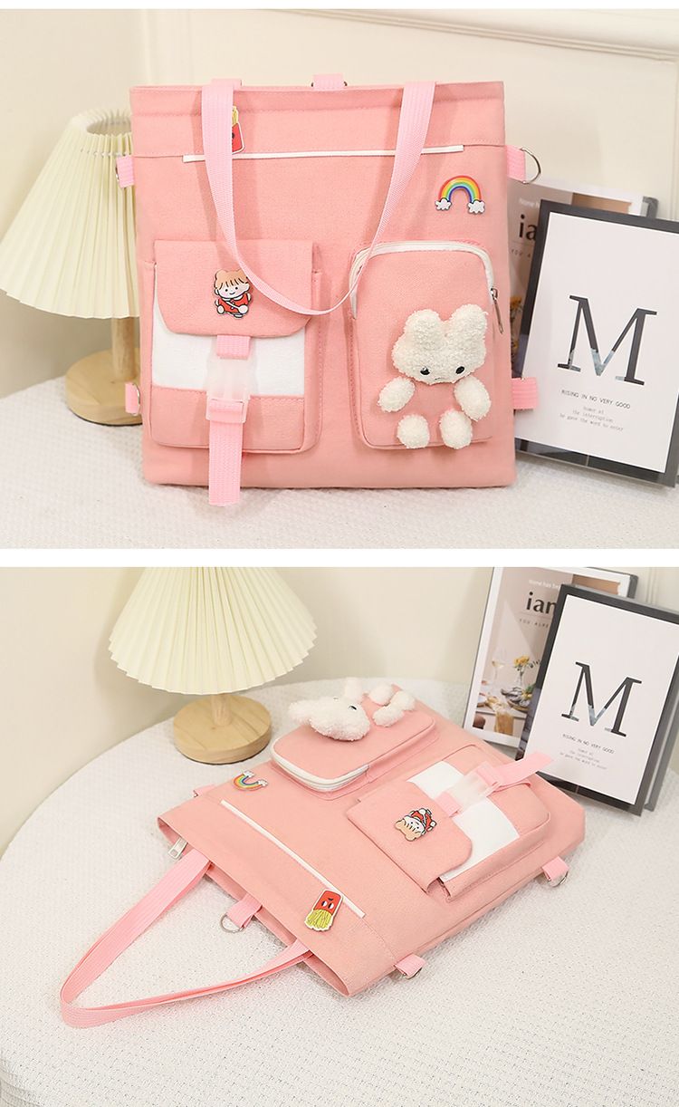 Children's Tutoring Bag Primary And Secondary School Students Portable Single Shoulder Art Bag Crossbody Backpack Contrast Color Cartoon Learning Bag_voghion.com