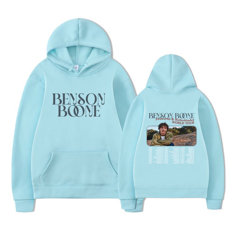 Benson Boone Sports Sweatshirt Fireworks And Roller Skating Hooded Spring Street World Tour Concert_voghion.com