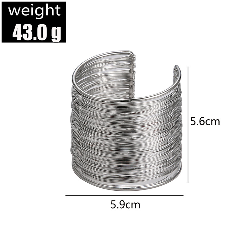 Punk Multilayer Metal Wires Strings Bracelets Bangles For Women Vintage Exaggerated Wide Open Cuff Bangles Fashion Jewelry Gifts_voghion.com