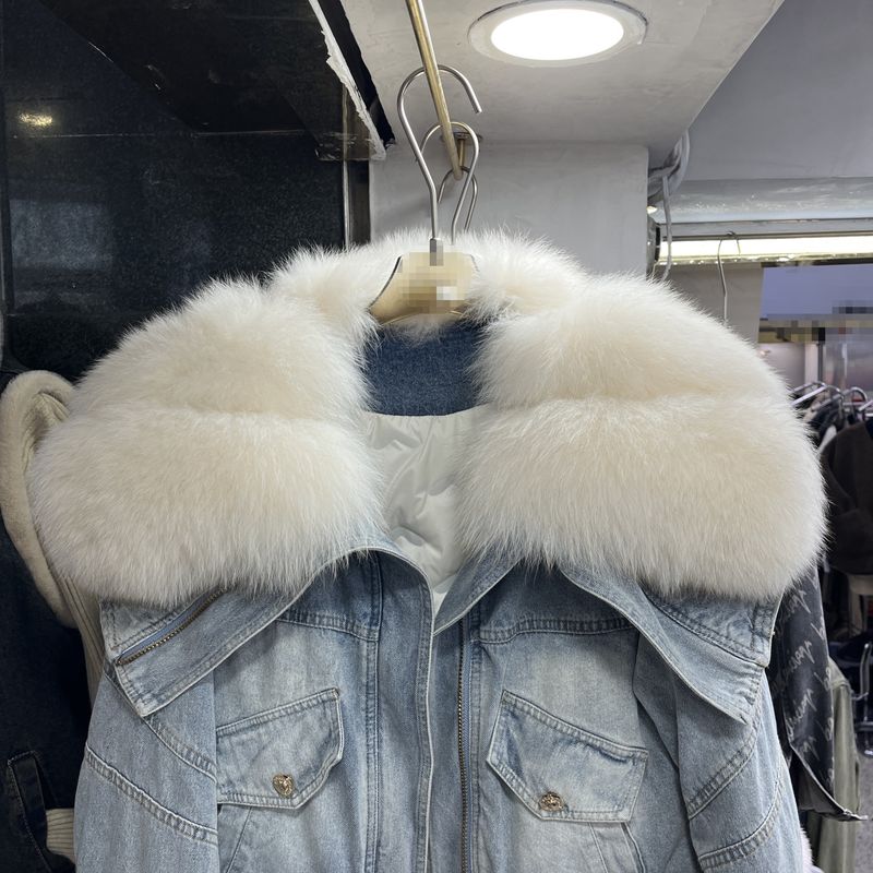 Abbigliamento invernale nuovo, giacca in pelliccia di volpe con collo largo, parka foderato spesso da donna_voghion.com