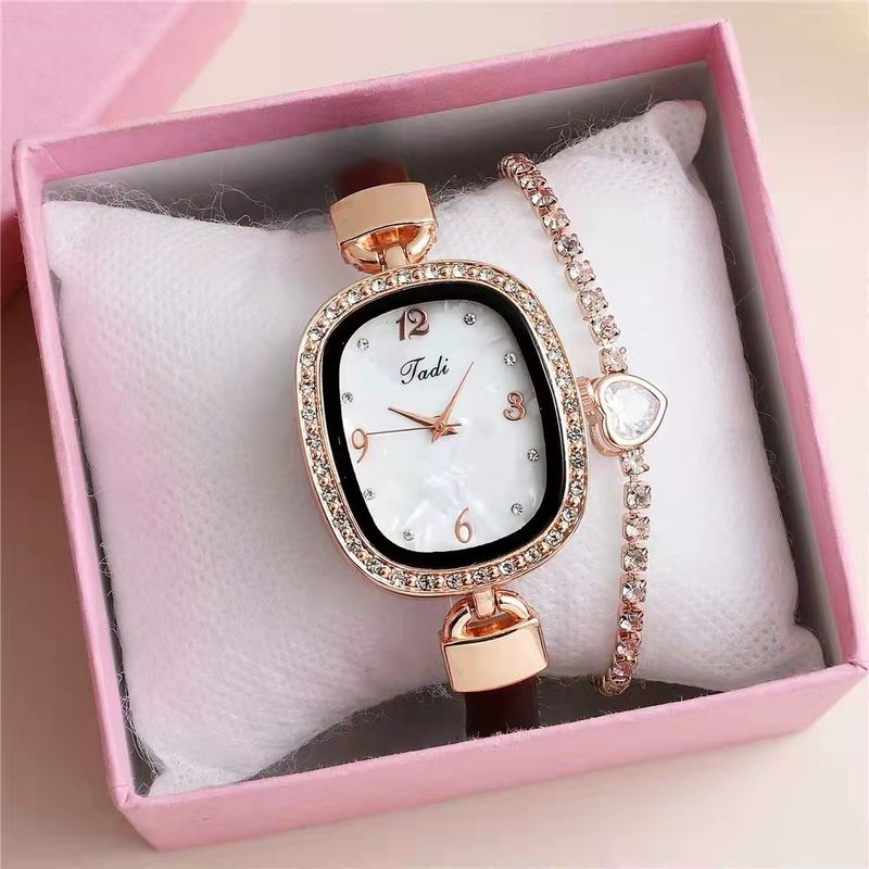 Orologi da donna, tendenza moda, cinturino in marmo, strass, quadrante digitale con diamanti, orologio al quarzo da donna in due pezzi._voghion.com