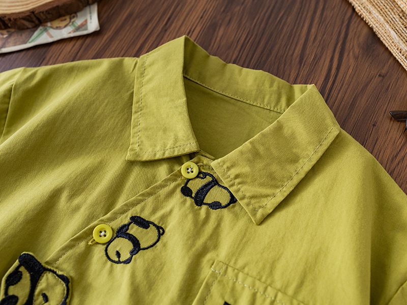 Pojkset 2025 Ny sommaroutfit, Trendig pojkskjorta med kort ärm, Barnkläder_voghion.com
