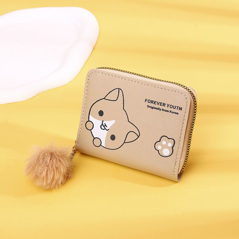 Brieftasche Ins Kurze Cartoon Studentin Reißverschluss Geldbörse Süße Kleine Kartentasche_voghion.com