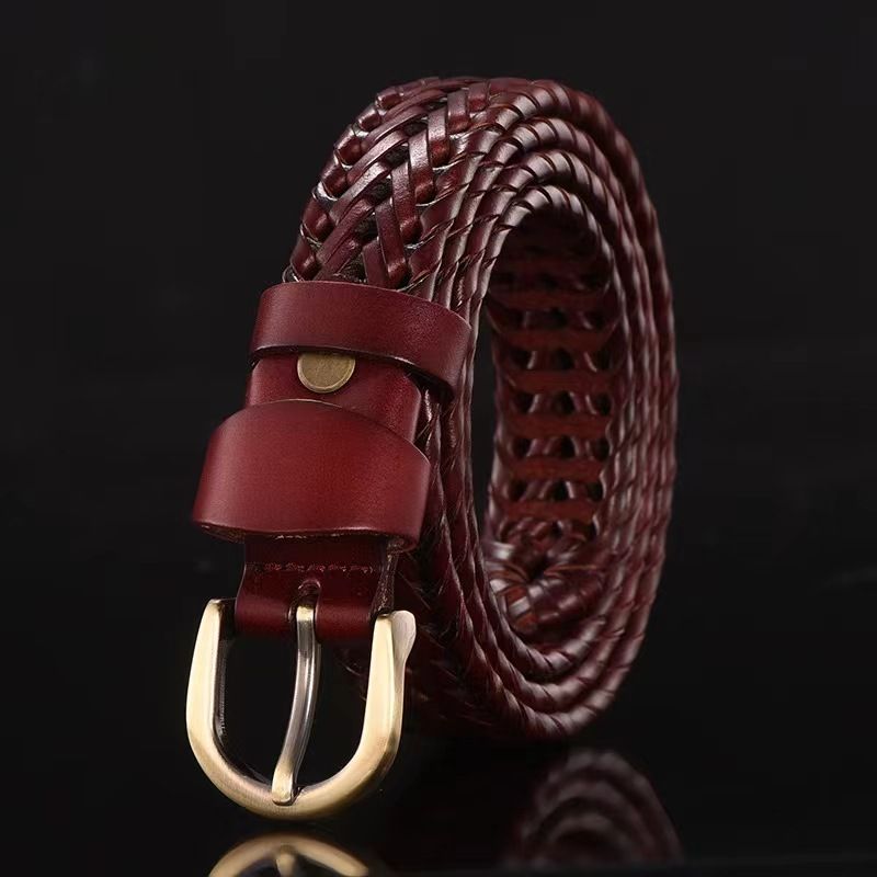 Ceinture tendance en cuir pour homme, boucle ardillon, commerce extérieur, ceinture pour femme, faite à la main, version coréenne, tendance et décontractée_voghion.com