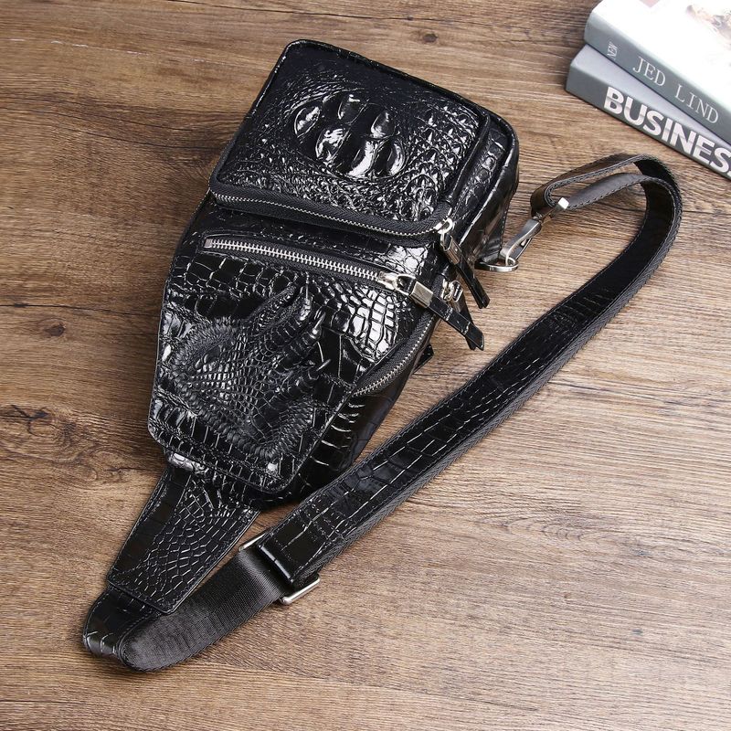 Krokodilknochenmuster Herren-Brusttasche Krokodilkrallen-Brusttasche Upgraded Edition Diagonale Umhängetasche_voghion.com