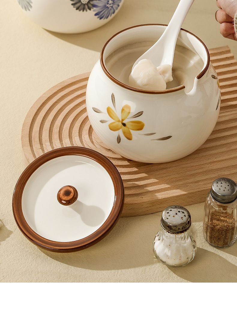 Keramik Schmalzglas Haushalt Hochtemperaturbeständiger Überzogener Löffel Chiliölglas Ölspritzer Chiliglas Fleischölglas Retro_voghion.com