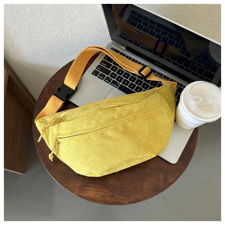 Borsa a tracolla da donna in velluto a coste, in tela, per studenti, 2025, marsupio, alla moda, con cintura a banana per telefono femminile_voghion.com