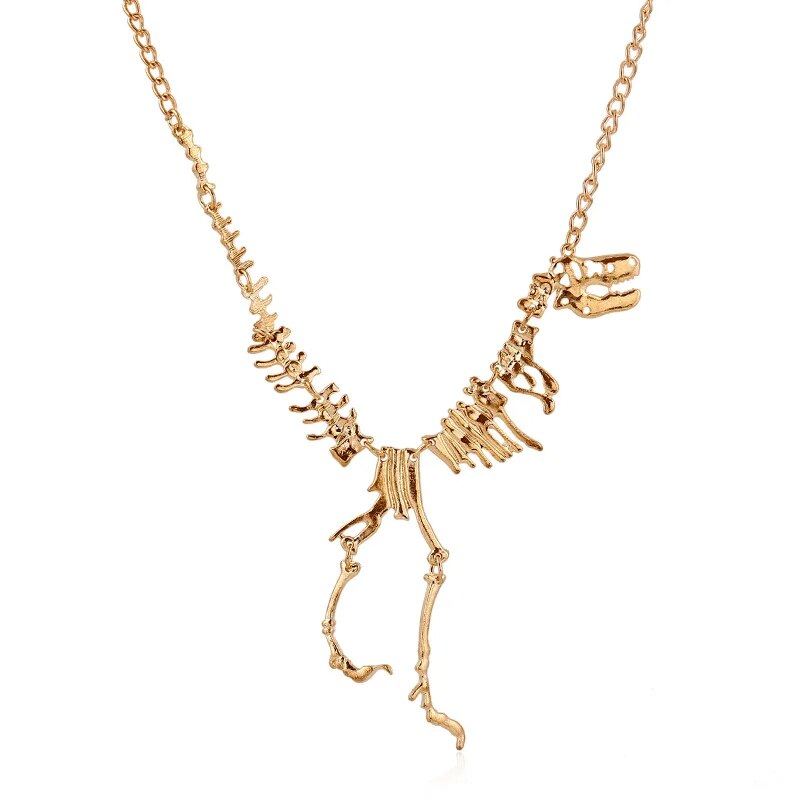 Fashion Gothic Dragon Tyrannosaurus Skeleton Dinosaur Necklaces & Pendants Chain Choker Collar Necklace For Women_voghion.com