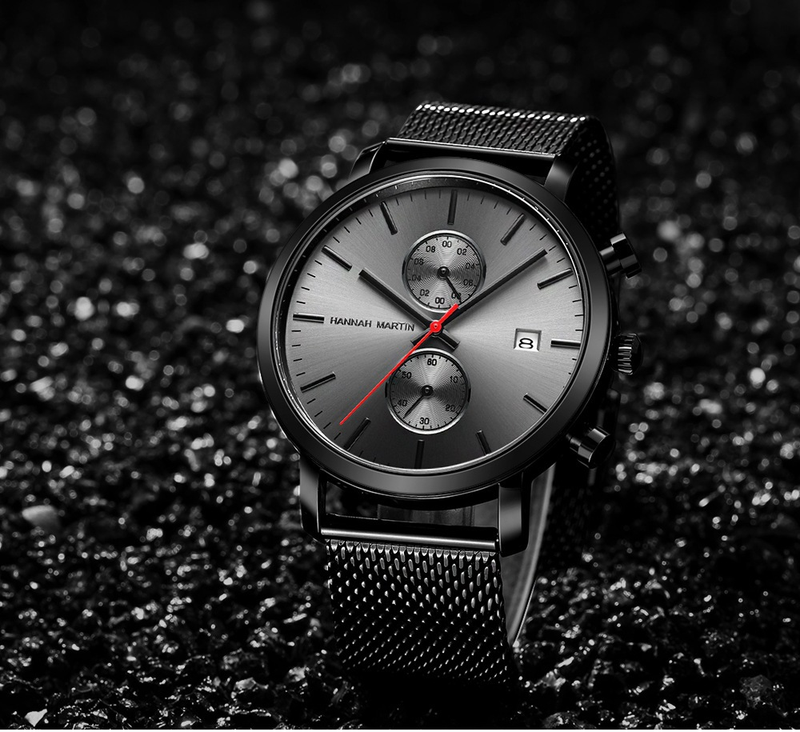 Men's Stainless Steel Waterproof Quartz Watch With Date Function, 44.5mm Round Dial, Mineral Glass, Casual & Business Style_voghion.com