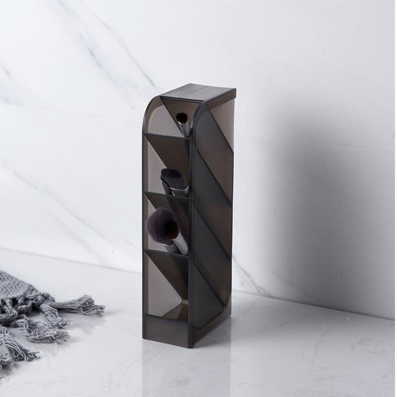 Multifunctional Oblique Desktop Storage Box Transparent Pen Holder Frosted Simple Stationery Holder Cosmetic Brush Lipstick Storage Holder_voghion.com