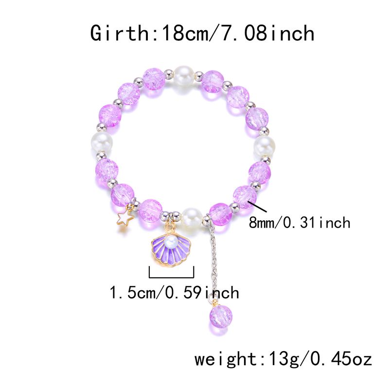 Pulsera de hadas de moda con cuentas de explosión de concha de goteo de aceite, campana de perlas y cuerda trenzada._voghion.com