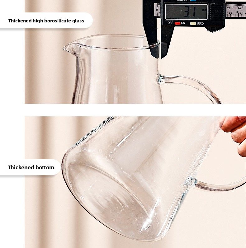 Set di tazze e caraffe per acqua fredda in vetro per uso domestico, resistenti alle alte temperature e di grande capacità_voghion.com