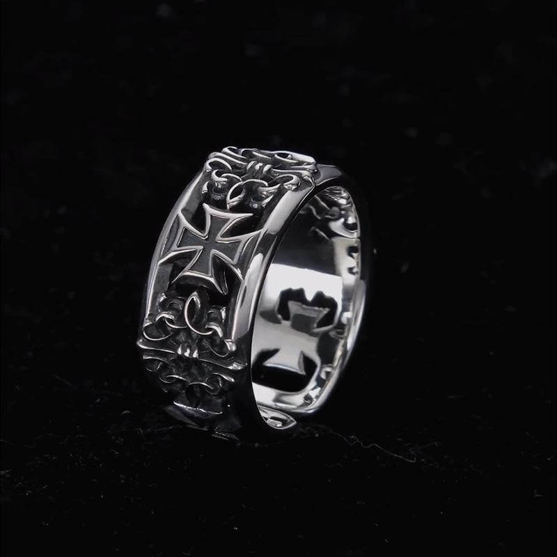 New Cross Trend For Men Hip Hop Punk Style Niche Single Personality High-end Open Finger Ring_voghion.com