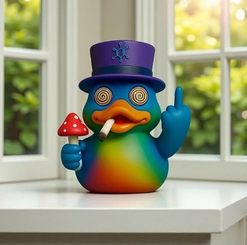 New Middle Finger Psychedelic Duck Creative Statue Ornament_voghion.com