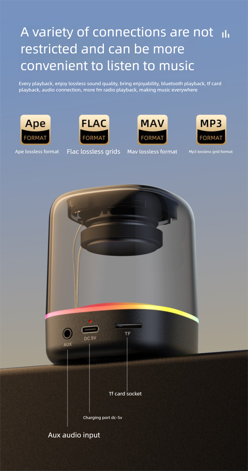 Wireless Bluetooth Portable Outdoor Indoor RGB Colorful Lights Subwoofer Advertising Gift Small Speaker_voghion.com