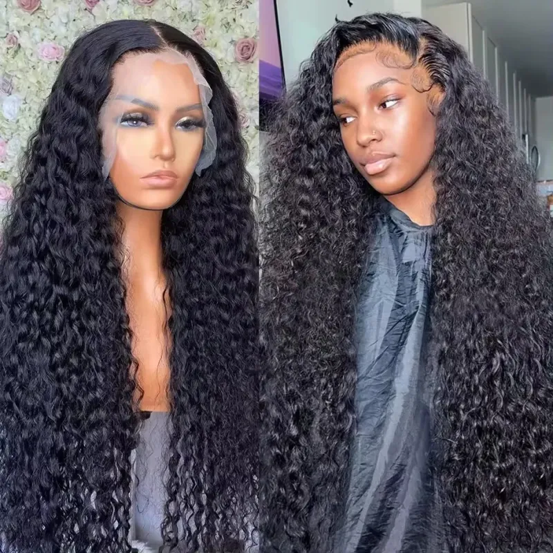 Wholesale Brazilian Human Hair Lace Front Wigs Cheap Transparent Water Wave Prepluck Wig_voghion.com