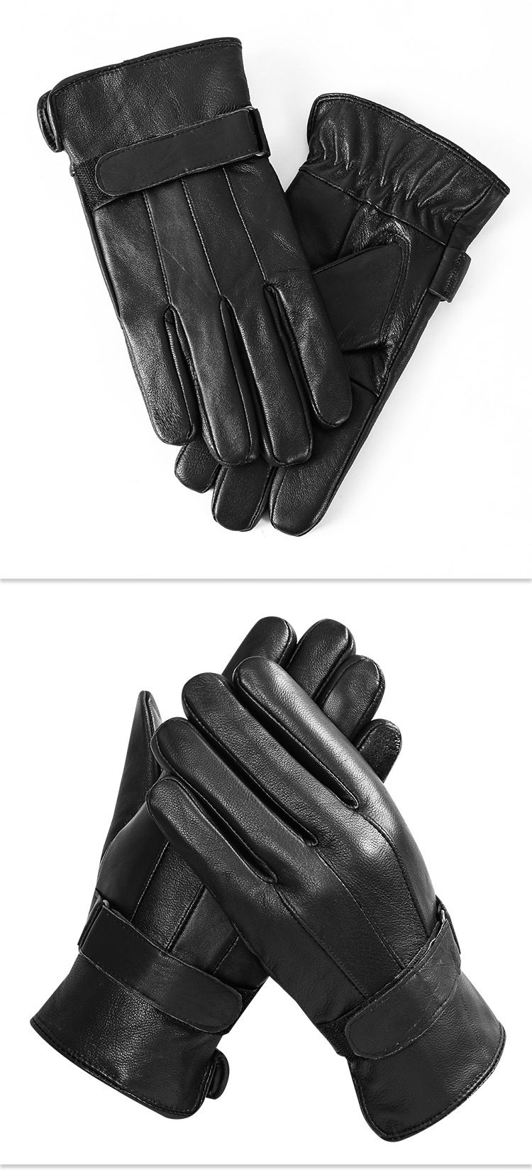 Guanti in pelle di agnello di alta qualità per uomo - Foderati in caldo pile invernale, antivento e impermeabili, ideali per guida, motociclismo e attività all'aperto_voghion.com