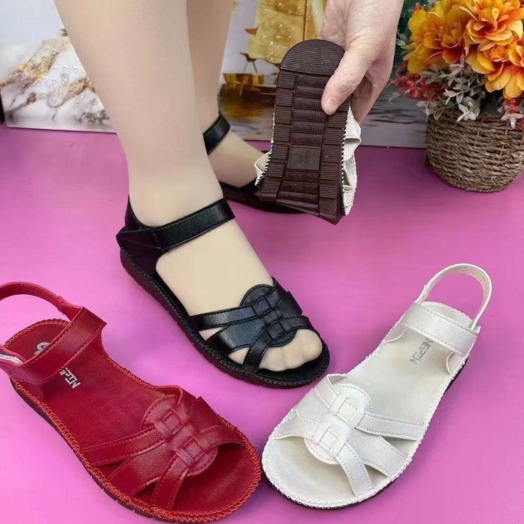 Sandali da donna con suola in tendine di manzo, casual, con fondo piatto, antiscivolo, di medie e vecchie parole, con cintura_voghion.com