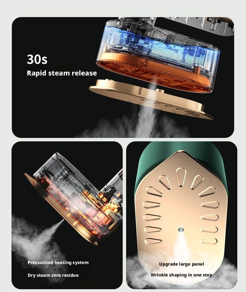 Handheld-Kleidungsdampfer, Faltenentferner, elektrisch, beliebtes Modell, tragbar, klein, drehbar, faltbar, digitales Display_voghion.com