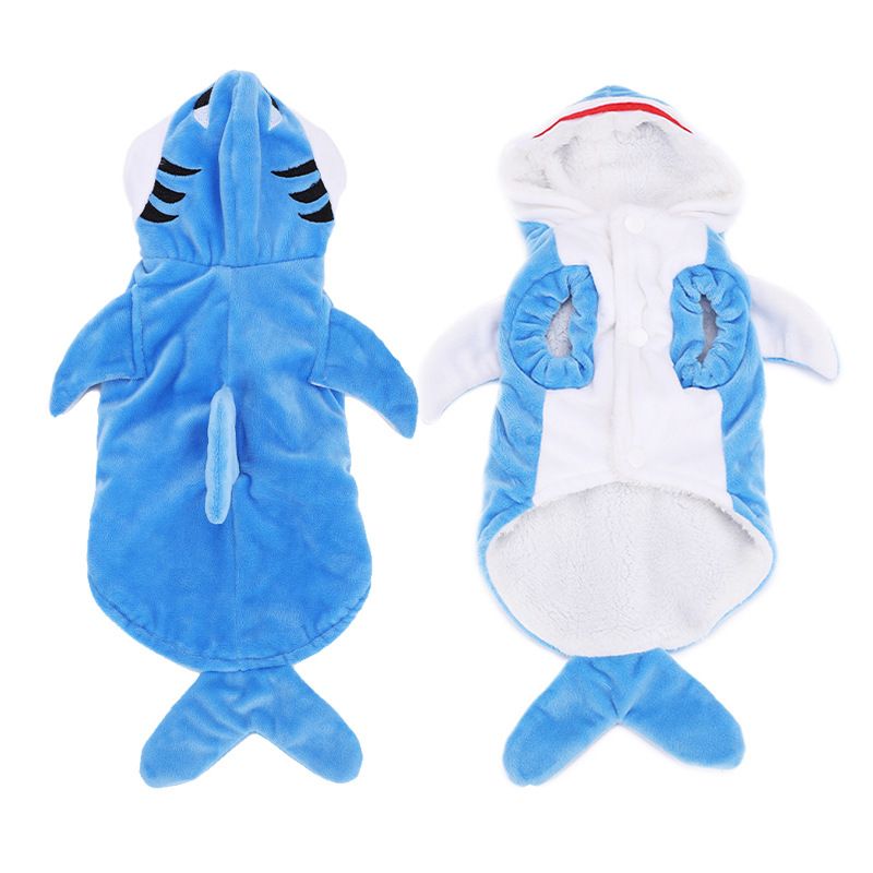 1pc Pet Products Shark Pet Clothes Winter And Autumn Warmth Halloween Universal Dog Clothes Cat Clothes Cat Supplies Blue_voghion.com