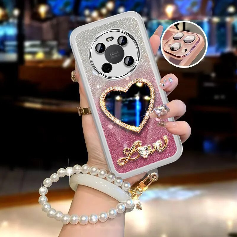 Pearl Bracelet For Huawei Honor X9 5G X9b X8B X6s X6a X6 Nova10 Lite Mirror Cover Shiny Glitter Case HonorX9_voghion.com